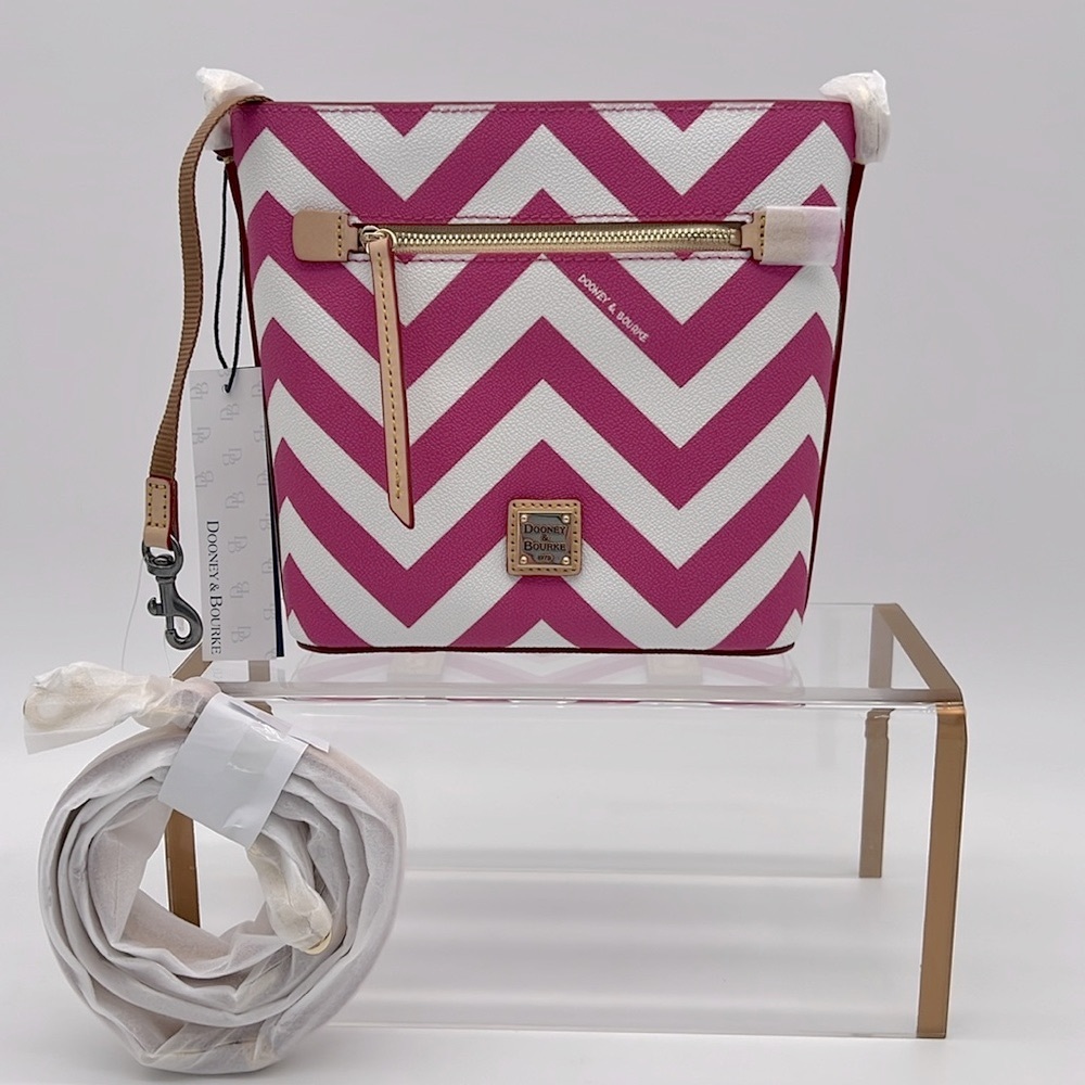 Dooney & Bourke Chevron Small Zip Crossbody Fuschia Pink